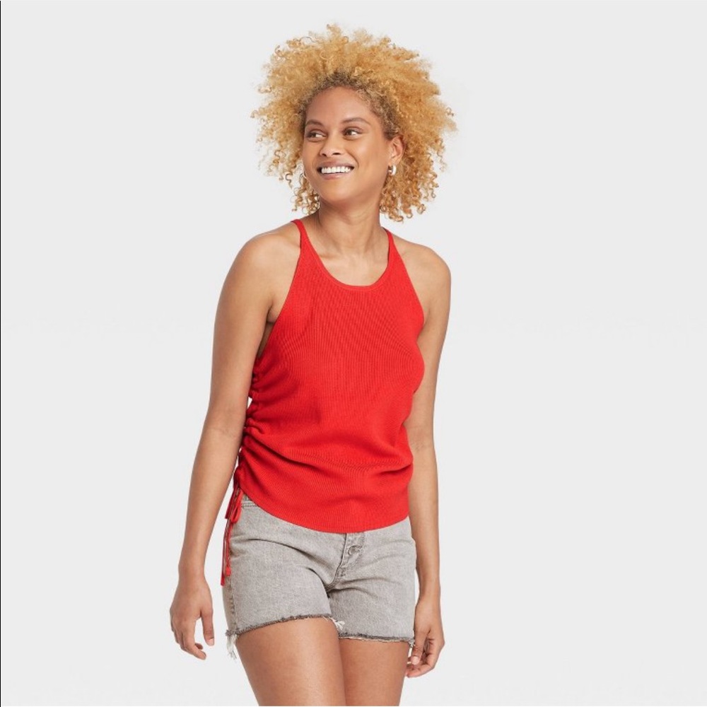 Red Tie Side Sweater Tank